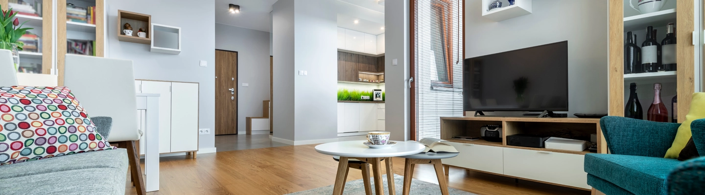 See how we installed air conditioning in flats within Wyndham Apartments - open plan living area